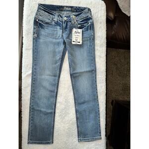 #1 Sz 2 Adiktd Jeans Embellished Rhinestones Low Rise 31” Inseam ~SB4